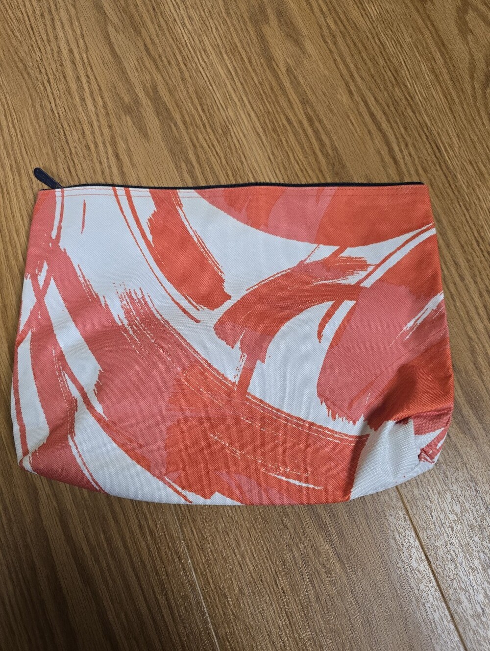 Coral Brushstroke Canvas Cosmetics Pouch
